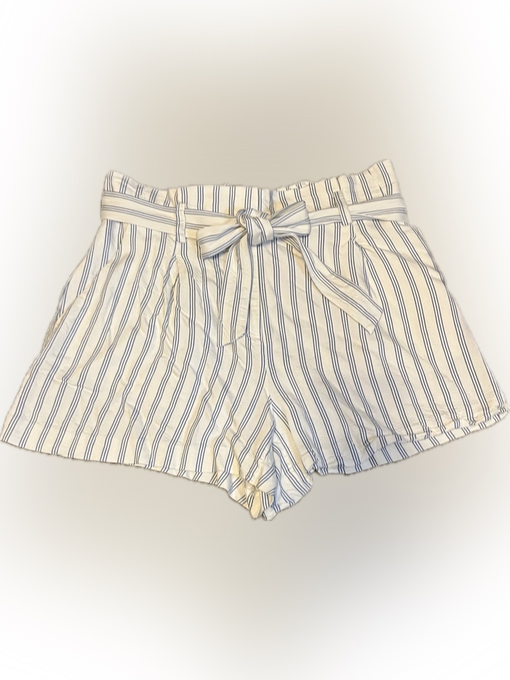 LOFT Striped Paperbag Waist Shorts with Tie size M